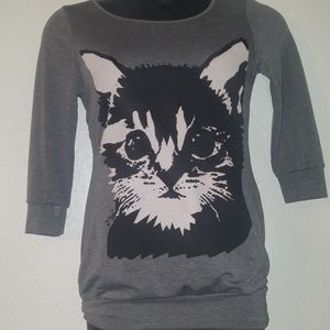 Women's Cat/Kitten 1/4 Sleeve Top